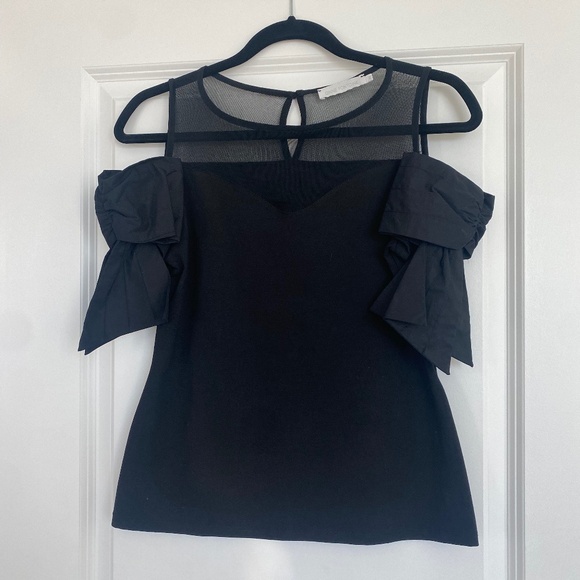 Anne Fontaine Black Myrtille Cut Out Bow Top - Picture 1 of 5